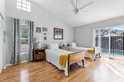 Bright interior view of a shared resident room