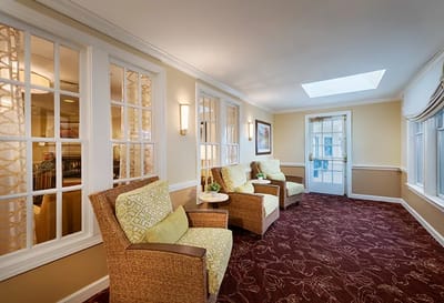 Bright common area with comfortable seating