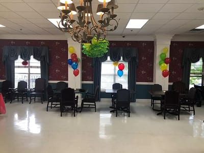 Interior view of a decorated activity room
