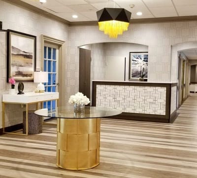 Elegant lobby area with modern furnishings
