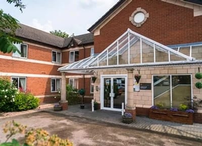 The exterior entrance of Cedar Court Care Home