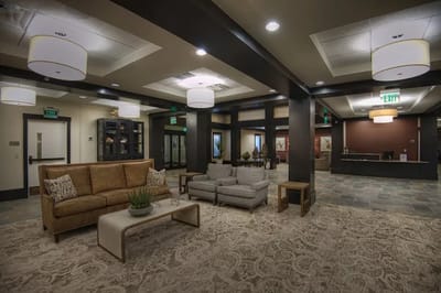 Bright and airy lobby area with comfortable seating