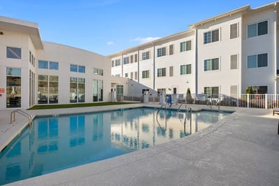 Swimming pool and exterior of the facility
