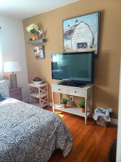 Cozy resident room with a bed and decor