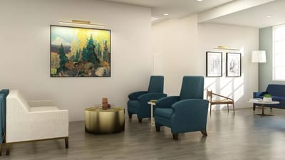 Interior common area with seating and artwork