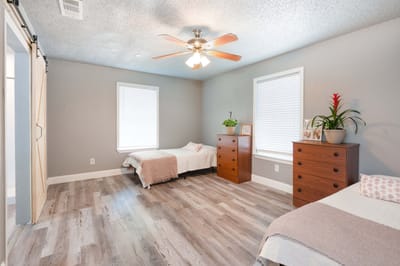 Interior view of a shared resident room with two beds