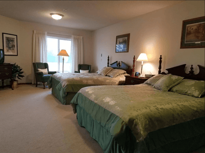 Well-appointed bedroom in assisted living facility