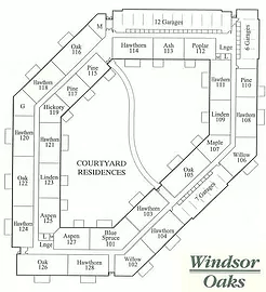 Architectural floor plan of Windsor Oaks