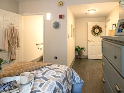 Cozy interior view of a resident's bedroom