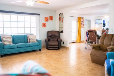 Bright common area with comfortable seating