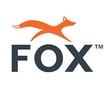 Logo featuring a running fox and the word FOX