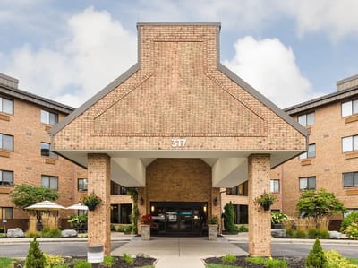 Front entrance of a senior living facility