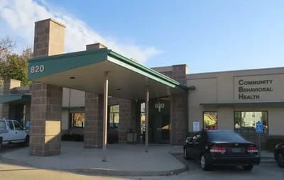 Exterior view of a building entrance.