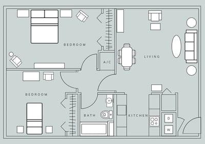 Architectural floor plan of a living unit layout