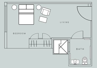 Architectural floor plan of a living space