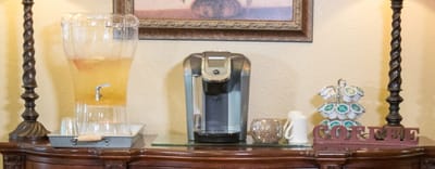 Inside view of a coffee station in a common area