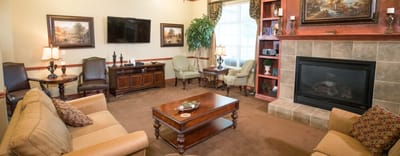 Cozy common area with comfortable seating and television