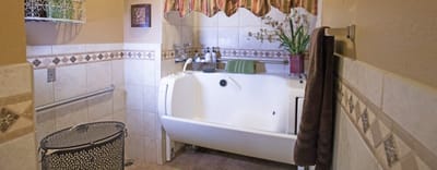 A well-designed bathroom with accessible features