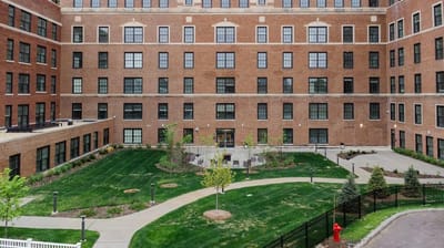 View of the exterior courtyard and building facade