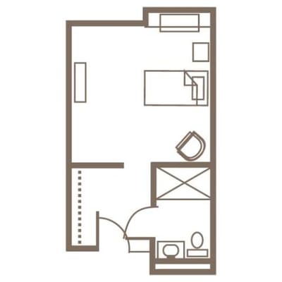 Architectural floor plan of a private room