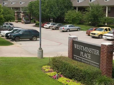 Exterior view of Westminster Place with parking area