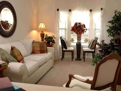Cozy living area with seating and decorative plants