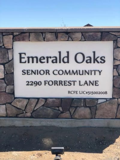 Emerald Oaks sign at facility entrance