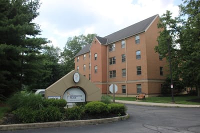 Exterior view of Kensington Place facility entrance