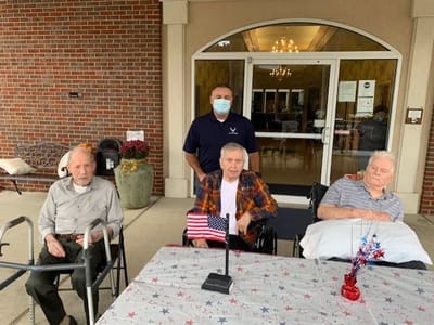 Residents outdoors celebrating a patriotic event