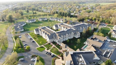 Aerial view of Lions Gate senior living community