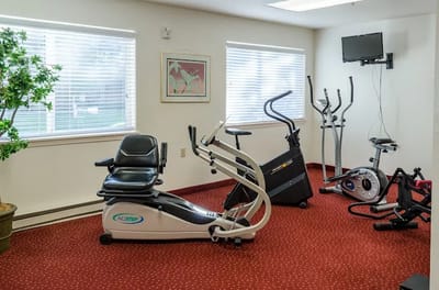 Interior view of fitness equipment in a wellness room
