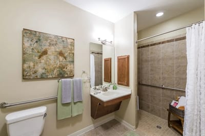 A clean, well-lit bathroom with modern fixtures