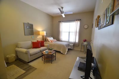 Cozy interior of a resident room with furnishings
