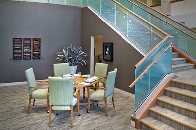 Common area with dining table and chairs