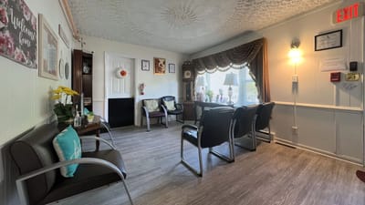 Bright and welcoming common area with seating