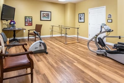Inside view of a therapy gym with exercise equipment