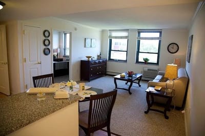 Bright, inviting interior of a resident room
