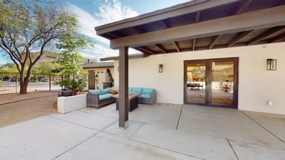 Entrance to an outdoor seating area at the facility
