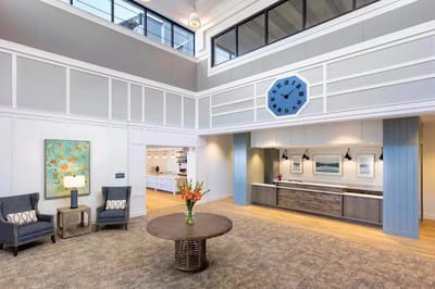 Bright and welcoming lobby area with seating