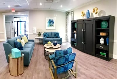 Interior common area with seating and decor.
