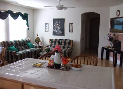 Cozy common area with sofas and decorations