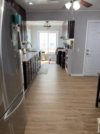 Bright kitchen area with modern appliances