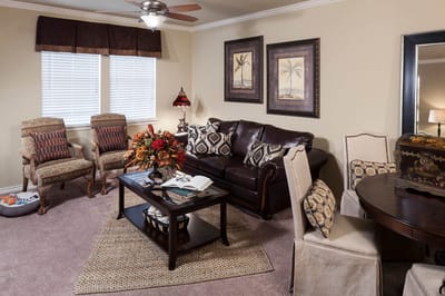 Well-furnished interior of a cozy living room