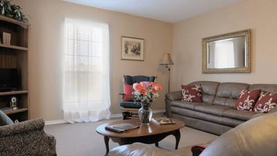 Cozy living room with comfortable seating and decor