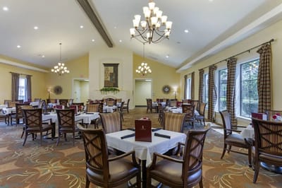 Bright dining room with elegant decor and seating