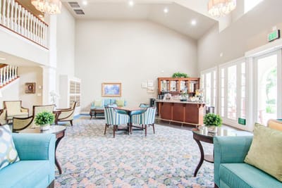 Bright and welcoming common area with seating