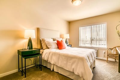 Cozy bedroom with a bed and decor