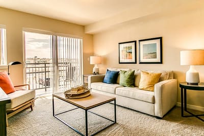 Bright interior living space with natural light