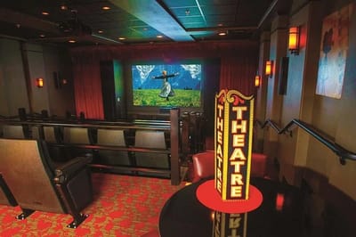 A cozy theater room with comfortable seating