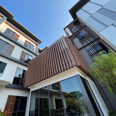 Exterior view of a modern assisted living facility